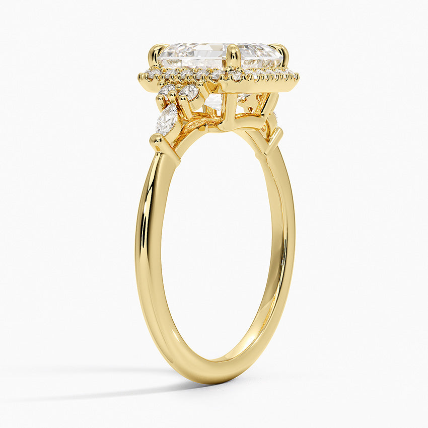 2.25 Karat Asscher Halo Tasarım Tektaş Laboratuvar Pırlanta Yüzük 18K -Amara - Bold Diamonds