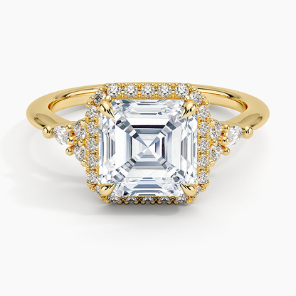 2.25 Karat Asscher Halo Tasarım Tektaş Laboratuvar Pırlanta Yüzük 18K -Amara - Bold Diamonds