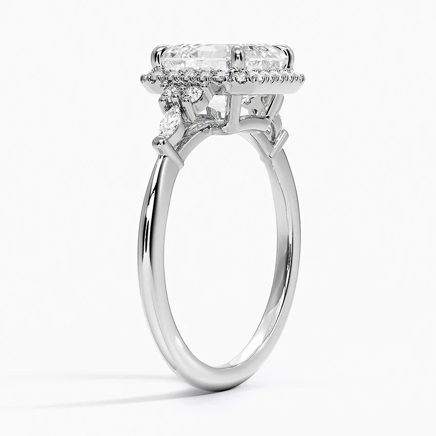 2.25 Karat Asscher Halo Tasarım Tektaş Laboratuvar Pırlanta Yüzük 18K -Amara - Bold Diamonds