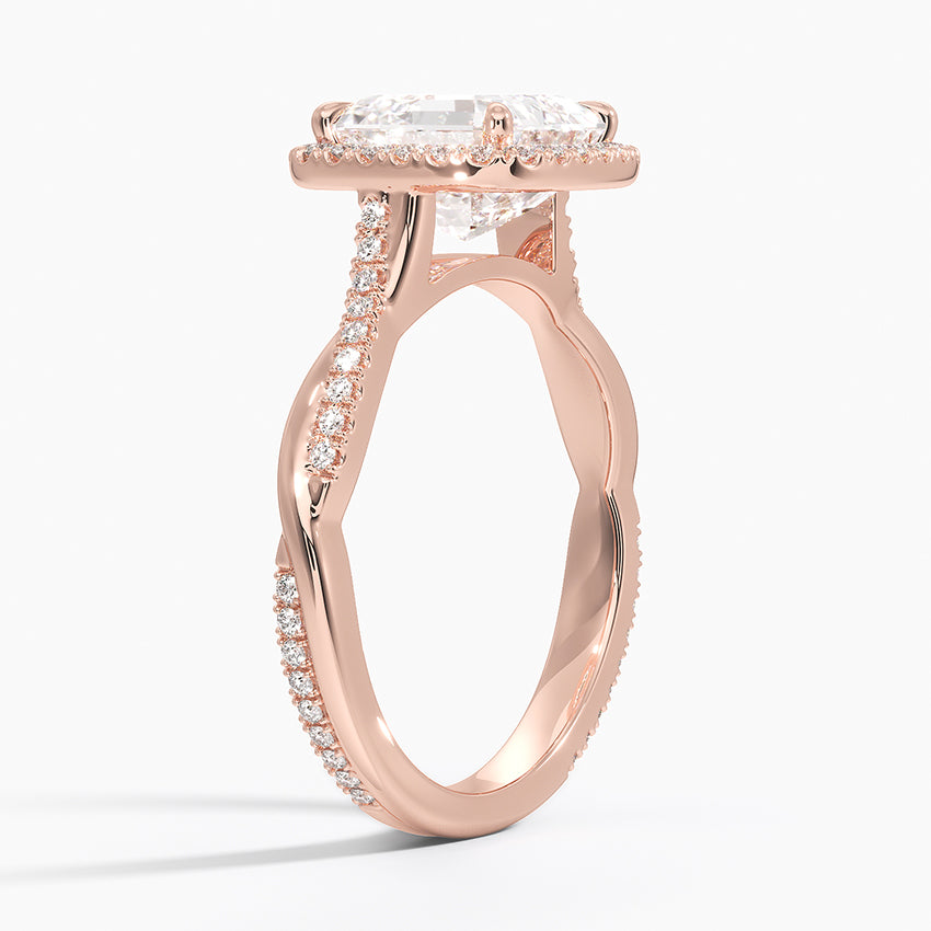2.25 Karat Asscher Halo Tasarım Tektaş Laboratuvar Pırlanta Yüzük 18K  -Diamora - Bold Diamonds