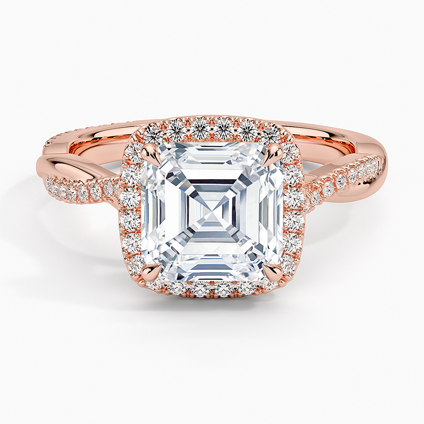 2.25 Karat Asscher Halo Tasarım Tektaş Laboratuvar Pırlanta Yüzük 18K  -Diamora - Bold Diamonds
