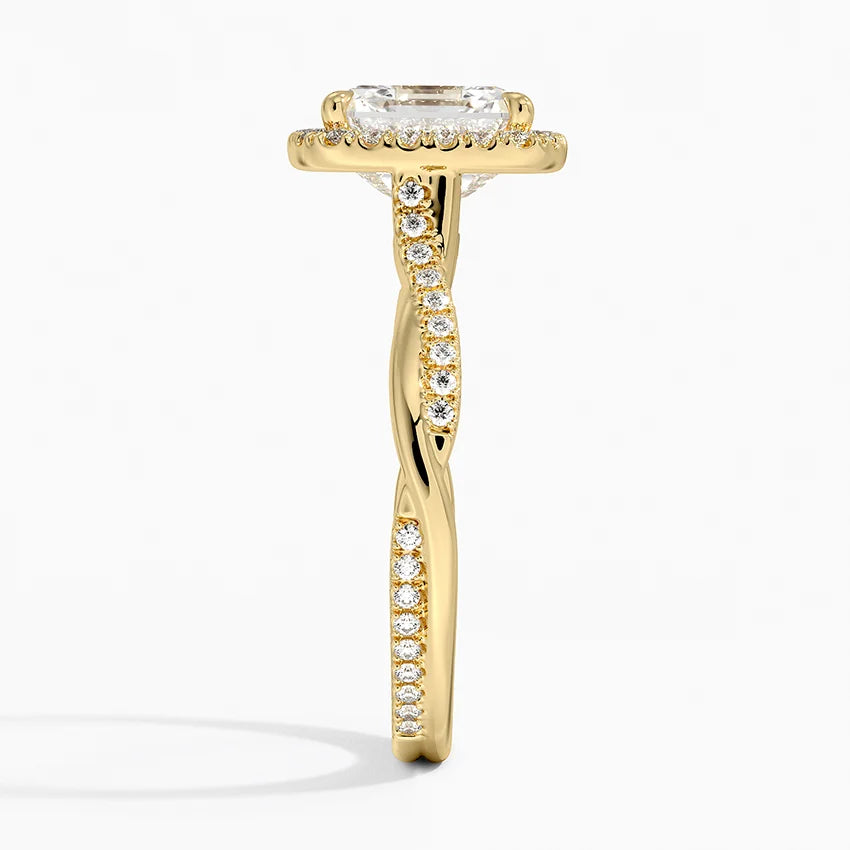 2.25 Karat Asscher Halo Tasarım Tektaş Laboratuvar Pırlanta Yüzük 18K  -Diamora - Bold Diamonds