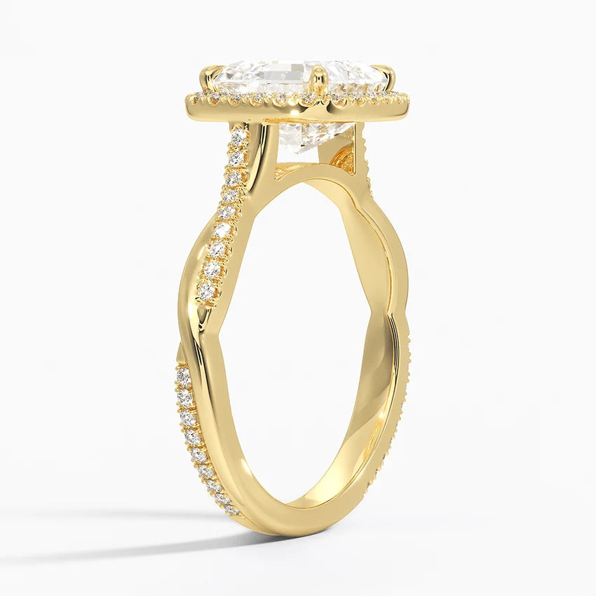 2.25 Karat Asscher Halo Tasarım Tektaş Laboratuvar Pırlanta Yüzük 18K  -Diamora - Bold Diamonds
