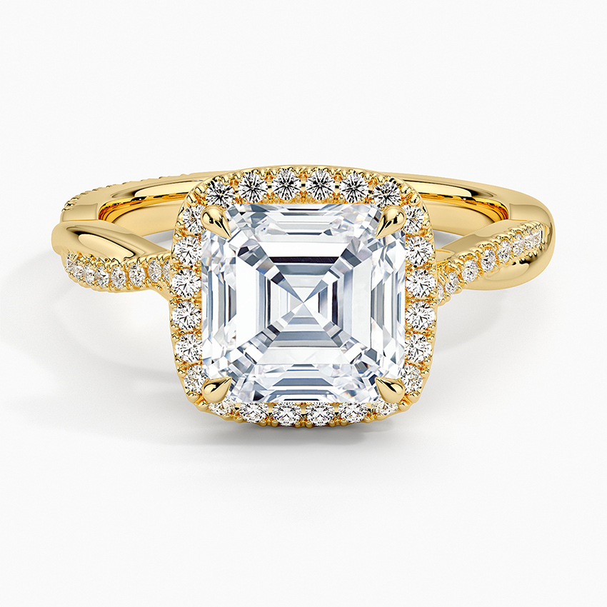 2.25 Karat Asscher Halo Tasarım Tektaş Laboratuvar Pırlanta Yüzük 18K  -Diamora - Bold Diamonds