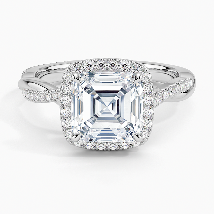 2.25 Karat Asscher Halo Tasarım Tektaş Laboratuvar Pırlanta Yüzük 18K  -Diamora - Bold Diamonds