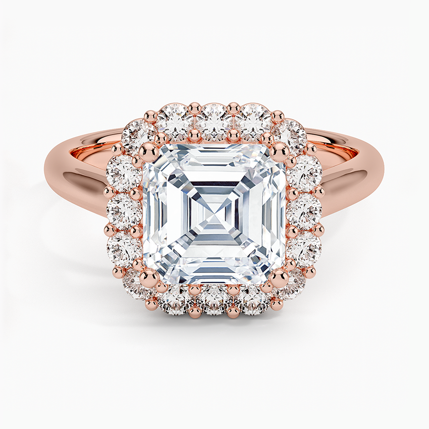 2.25 Karat Asscher Halo Tasarım Tektaş Laboratuvar Pırlanta Yüzük 18K -Illumina - Bold Diamonds