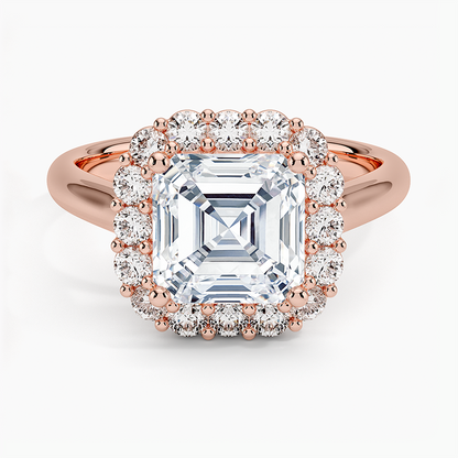 2.25 Karat Asscher Halo Tasarım Tektaş Laboratuvar Pırlanta Yüzük 18K -Illumina - Bold Diamonds