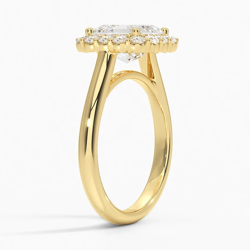 2.25 Karat Asscher Halo Tasarım Tektaş Laboratuvar Pırlanta Yüzük 18K -Illumina - Bold Diamonds