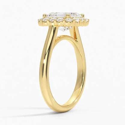2.25 Karat Asscher Halo Tasarım Tektaş Laboratuvar Pırlanta Yüzük 18K -Illumina - Bold Diamonds