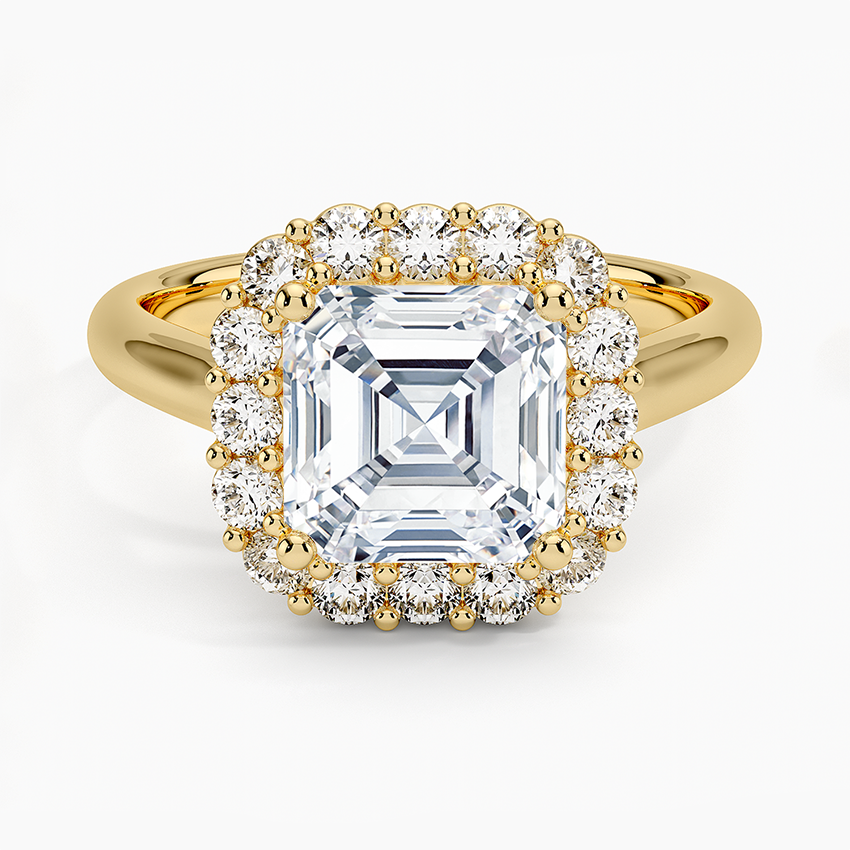 2.25 Karat Asscher Halo Tasarım Tektaş Laboratuvar Pırlanta Yüzük 18K -Illumina - Bold Diamonds