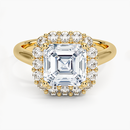 2.25 Karat Asscher Halo Tasarım Tektaş Laboratuvar Pırlanta Yüzük 18K -Illumina - Bold Diamonds