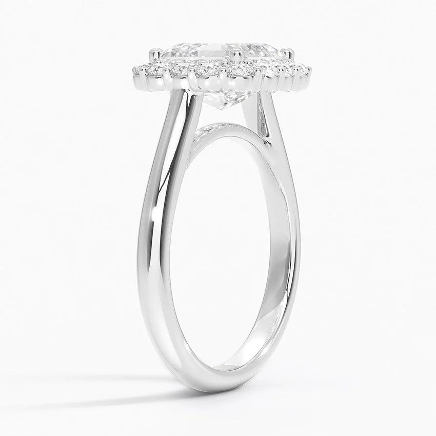 2.25 Karat Asscher Halo Tasarım Tektaş Laboratuvar Pırlanta Yüzük 18K -Illumina - Bold Diamonds