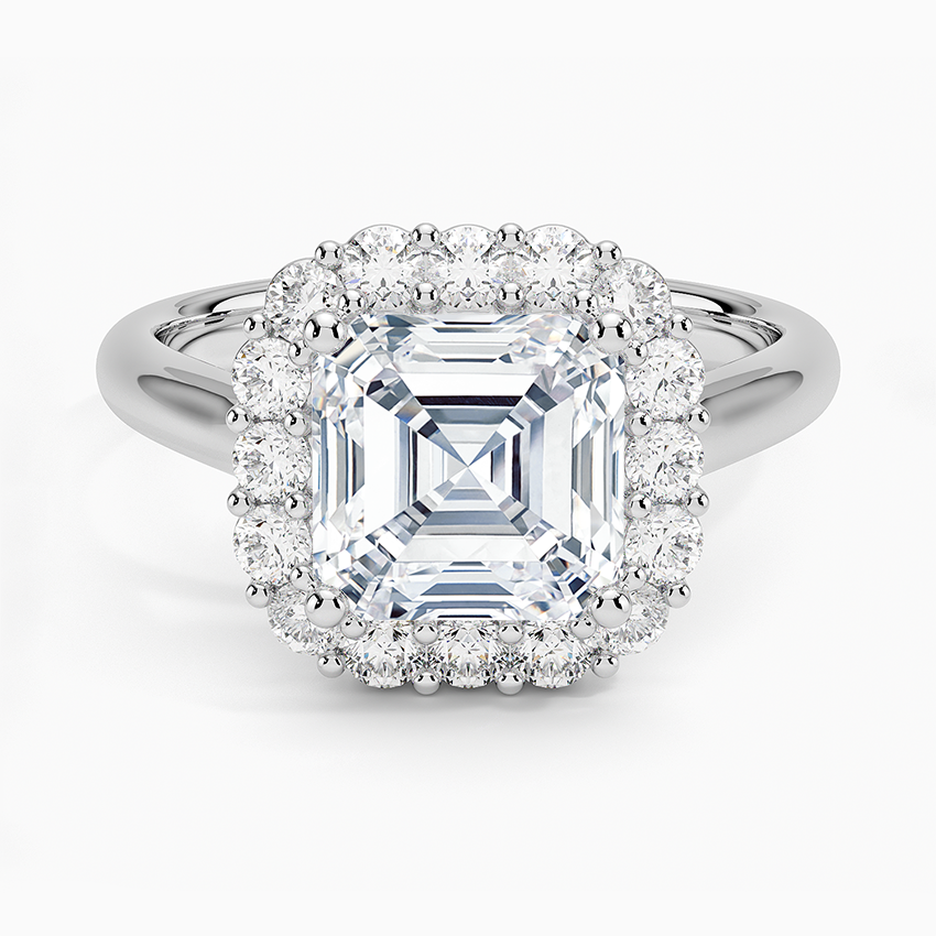 2.25 Karat Asscher Halo Tasarım Tektaş Laboratuvar Pırlanta Yüzük 18K -Illumina - Bold Diamonds