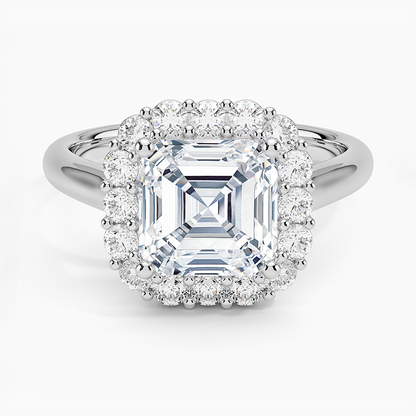 2.25 Karat Asscher Halo Tasarım Tektaş Laboratuvar Pırlanta Yüzük 18K -Illumina - Bold Diamonds
