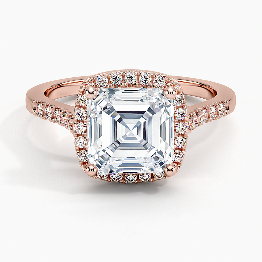 2,25 Karat Asscher Halo Tasarım Tektaş Laboratuvar Pırlanta Yüzük 18K - Lunara - Bold Diamonds