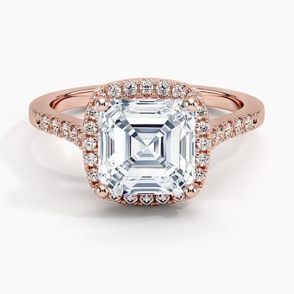 2,25 Karat Asscher Halo Tasarım Tektaş Laboratuvar Pırlanta Yüzük 18K - Lunara - Bold Diamonds