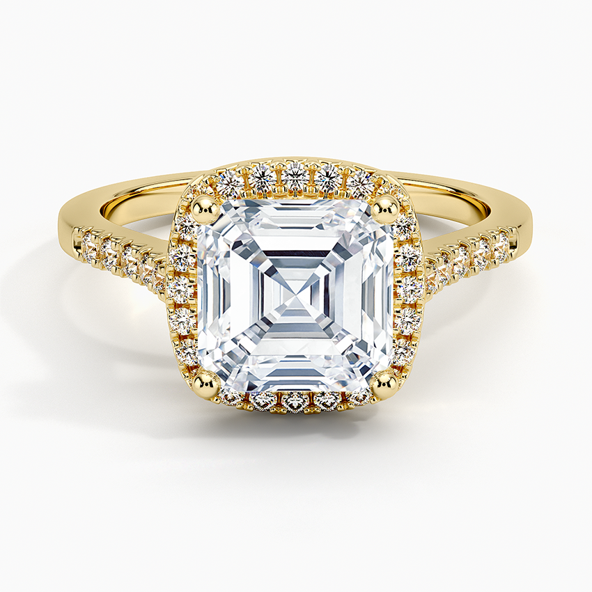 2,25 Karat Asscher Halo Tasarım Tektaş Laboratuvar Pırlanta Yüzük 18K - Lunara - Bold Diamonds