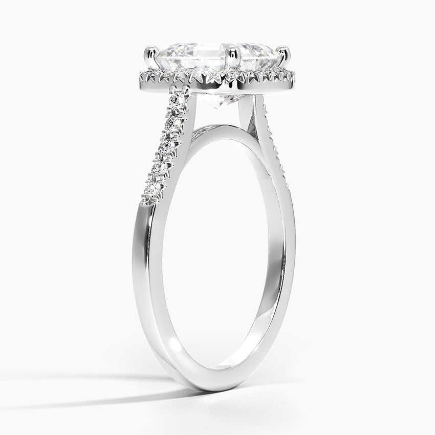2,25 Karat Asscher Halo Tasarım Tektaş Laboratuvar Pırlanta Yüzük 18K - Lunara - Bold Diamonds