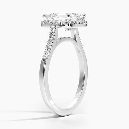 2,25 Karat Asscher Halo Tasarım Tektaş Laboratuvar Pırlanta Yüzük 18K - Lunara - Bold Diamonds