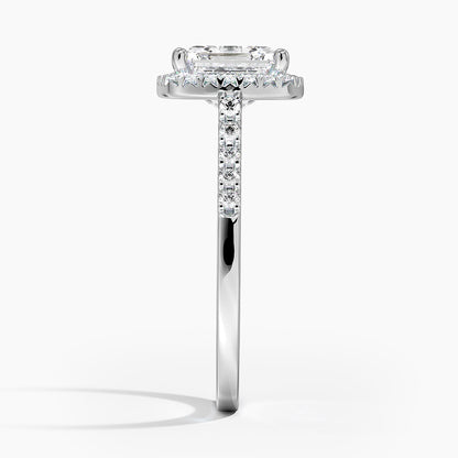 2,25 Karat Asscher Halo Tasarım Tektaş Laboratuvar Pırlanta Yüzük 18K - Lunara - Bold Diamonds
