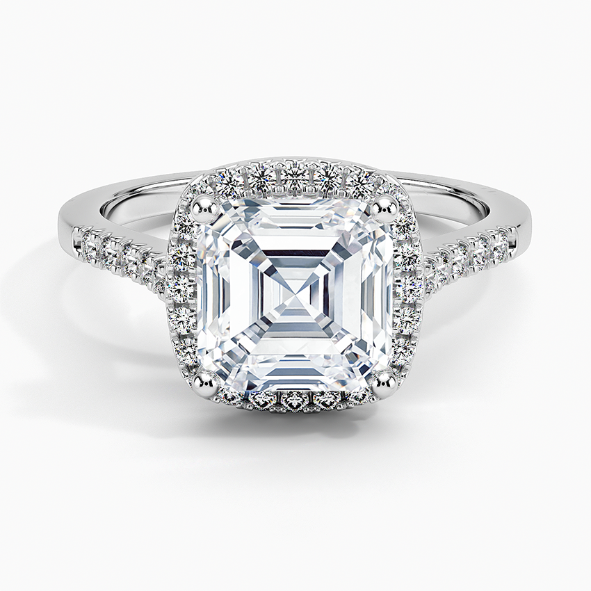 2,25 Karat Asscher Halo Tasarım Tektaş Laboratuvar Pırlanta Yüzük 18K - Lunara - Bold Diamonds