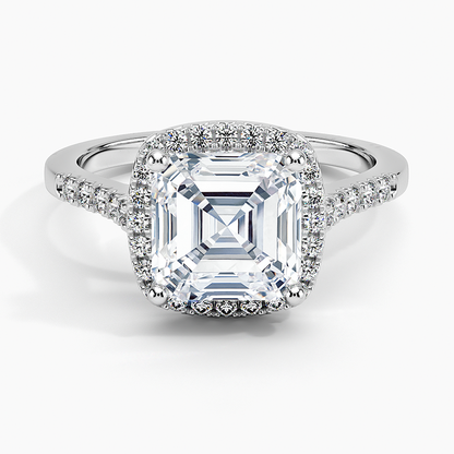2,25 Karat Asscher Halo Tasarım Tektaş Laboratuvar Pırlanta Yüzük 18K - Lunara - Bold Diamonds
