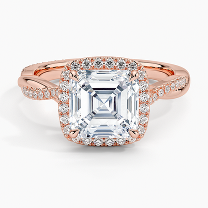 2.25 Karat Asscher Halo Tasarım Tektaş Laboratuvar Pırlanta Yüzük 18K -Magnara - Bold Diamonds