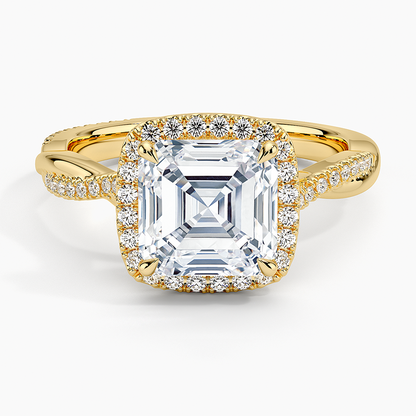 2.25 Karat Asscher Halo Tasarım Tektaş Laboratuvar Pırlanta Yüzük 18K -Magnara - Bold Diamonds