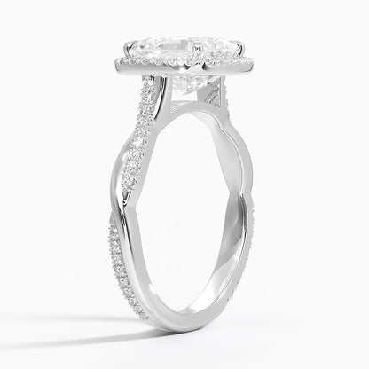 2.25 Karat Asscher Halo Tasarım Tektaş Laboratuvar Pırlanta Yüzük 18K -Magnara - Bold Diamonds