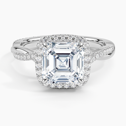 2.25 Karat Asscher Halo Tasarım Tektaş Laboratuvar Pırlanta Yüzük 18K -Magnara - Bold Diamonds