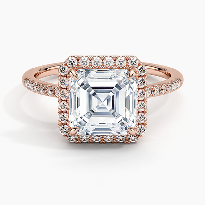 2.25 Karat Asscher Halo Tasarım Tektaş Laboratuvar Pırlanta Yüzük 18K -Valora - Bold Diamonds