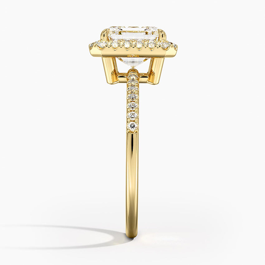2.25 Karat Asscher Halo Tasarım Tektaş Laboratuvar Pırlanta Yüzük 18K -Valora - Bold Diamonds
