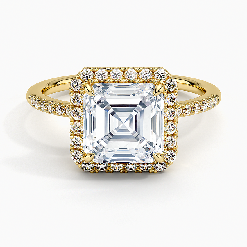 2.25 Karat Asscher Halo Tasarım Tektaş Laboratuvar Pırlanta Yüzük 18K -Valora - Bold Diamonds