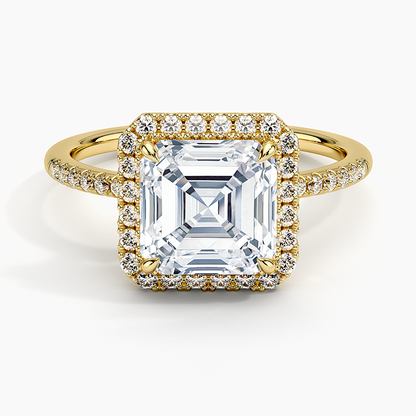 2.25 Karat Asscher Halo Tasarım Tektaş Laboratuvar Pırlanta Yüzük 18K -Valora - Bold Diamonds