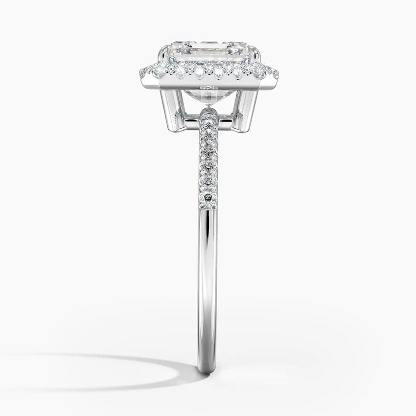 2.25 Karat Asscher Halo Tasarım Tektaş Laboratuvar Pırlanta Yüzük 18K -Valora - Bold Diamonds