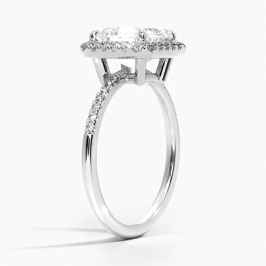 2.25 Karat Asscher Halo Tasarım Tektaş Laboratuvar Pırlanta Yüzük 18K -Valora - Bold Diamonds