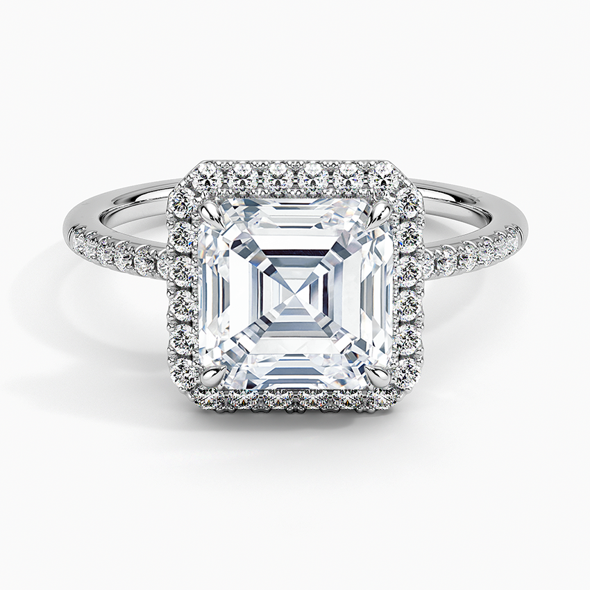 2.25 Karat Asscher Halo Tasarım Tektaş Laboratuvar Pırlanta Yüzük 18K -Valora - Bold Diamonds