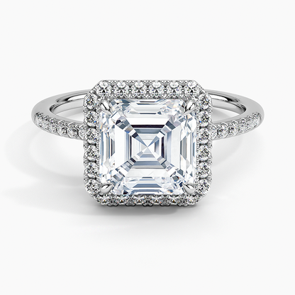 2.25 Karat Asscher Halo Tasarım Tektaş Laboratuvar Pırlanta Yüzük 18K -Valora - Bold Diamonds