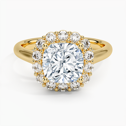 2.25 Karat Cushion Halo Tasarım Tektaş Laboratuvar Pırlanta Yüzük 18K -Illumina - Bold Diamonds