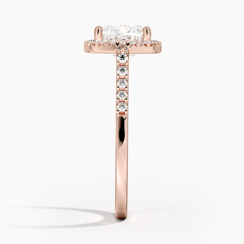 2,25 Karat Cushion Halo Tasarım Tektaş Laboratuvar Pırlanta Yüzük 18K - Lunara - Bold Diamonds