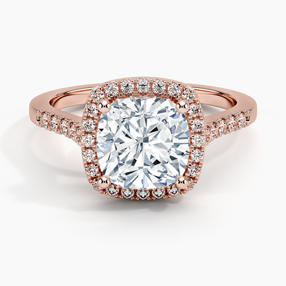 2,25 Karat Cushion Halo Tasarım Tektaş Laboratuvar Pırlanta Yüzük 18K - Lunara - Bold Diamonds
