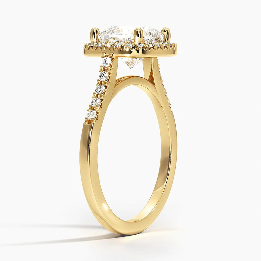 2,25 Karat Cushion Halo Tasarım Tektaş Laboratuvar Pırlanta Yüzük 18K - Lunara - Bold Diamonds