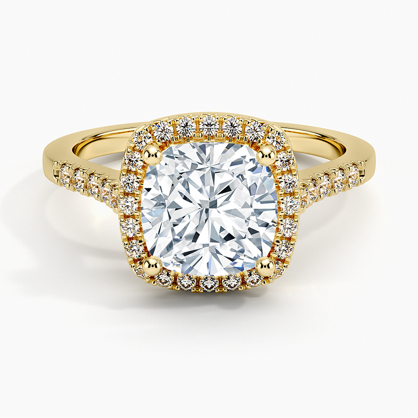 2,25 Karat Cushion Halo Tasarım Tektaş Laboratuvar Pırlanta Yüzük 18K - Lunara - Bold Diamonds