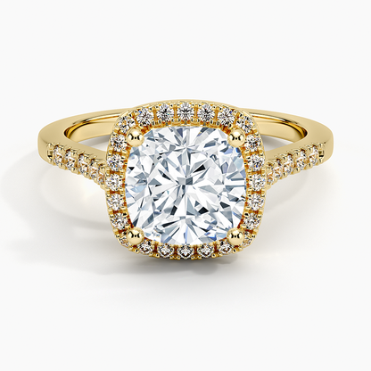 2,25 Karat Cushion Halo Tasarım Tektaş Laboratuvar Pırlanta Yüzük 18K - Lunara - Bold Diamonds