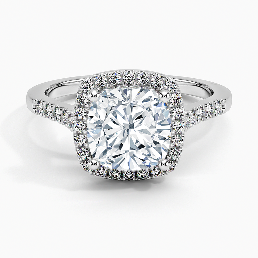 2,25 Karat Cushion Halo Tasarım Tektaş Laboratuvar Pırlanta Yüzük 18K - Lunara - Bold Diamonds