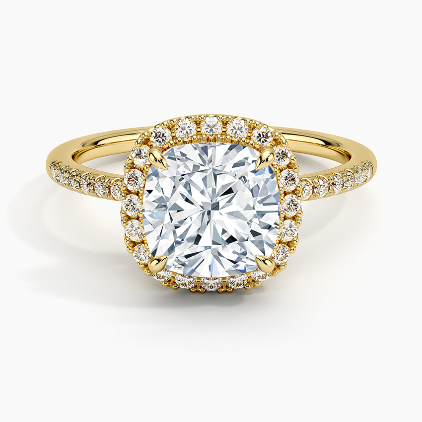 2.25 Karat Cushion Halo Tasarım Tektaş Laboratuvar Pırlanta Yüzük 18K -Valora - Bold Diamonds