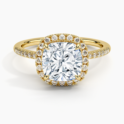 2.25 Karat Cushion Halo Tasarım Tektaş Laboratuvar Pırlanta Yüzük 18K -Valora - Bold Diamonds