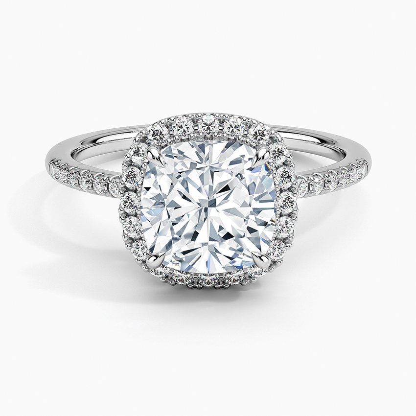 2.25 Karat Cushion Halo Tasarım Tektaş Laboratuvar Pırlanta Yüzük 18K -Valora - Bold Diamonds
