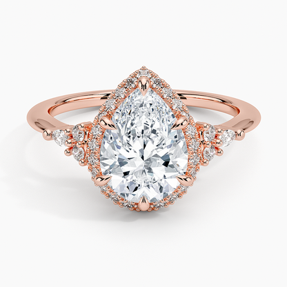 2.25 Karat Damla Halo Tasarım Tektaş Laboratuvar Pırlanta Yüzük 18K -Amara - Bold Diamonds