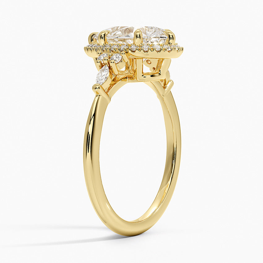 2.25 Karat Damla Halo Tasarım Tektaş Laboratuvar Pırlanta Yüzük 18K -Amara - Bold Diamonds